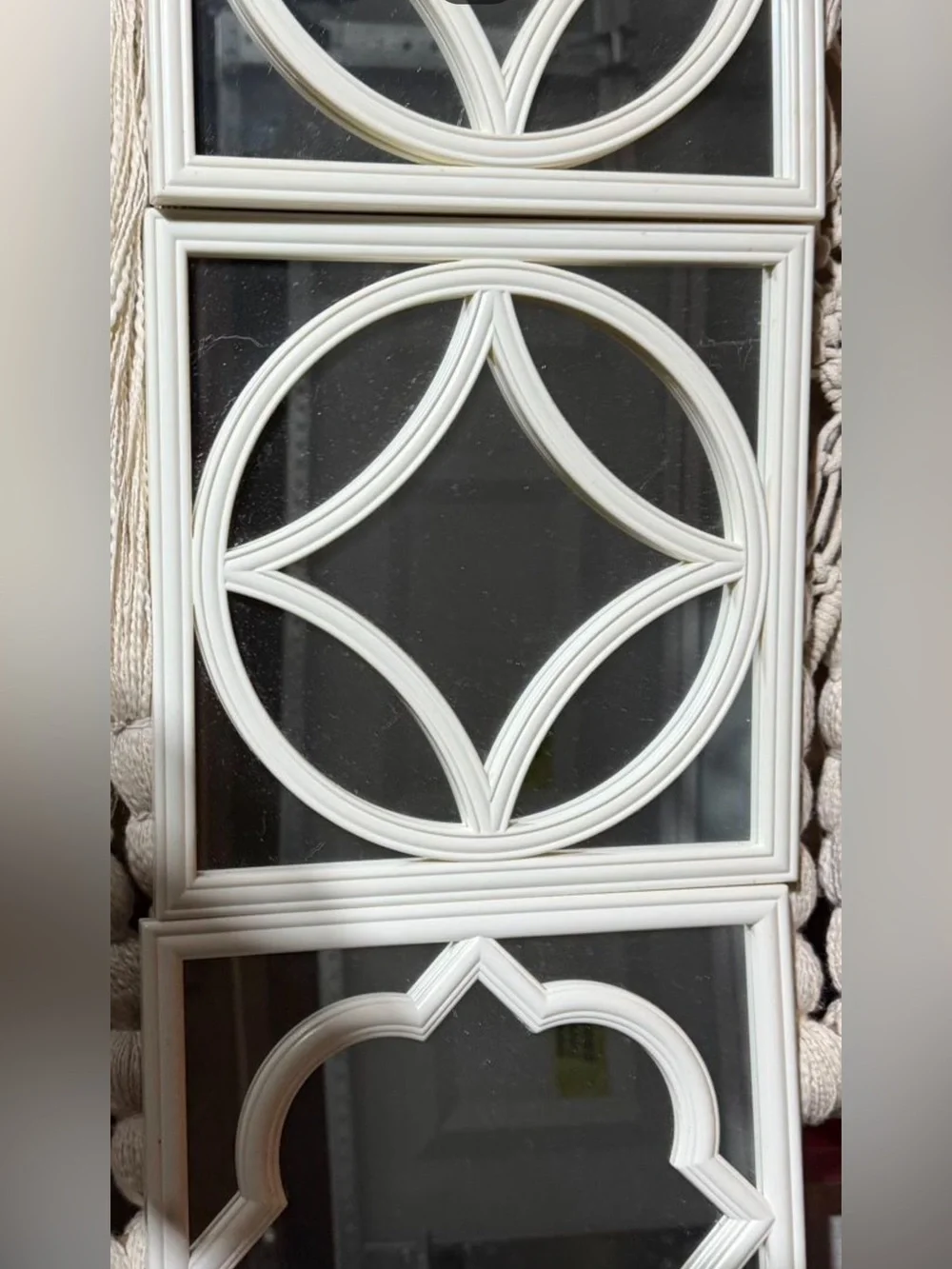 Set of 3 Decorative Cream Wall Mirror with Geometric Frame